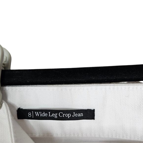 NEW Talbots 8 Wide Leg Crop White Jean Eyelet Coastal Preppy High Waist Casual - Picture 3 of 5